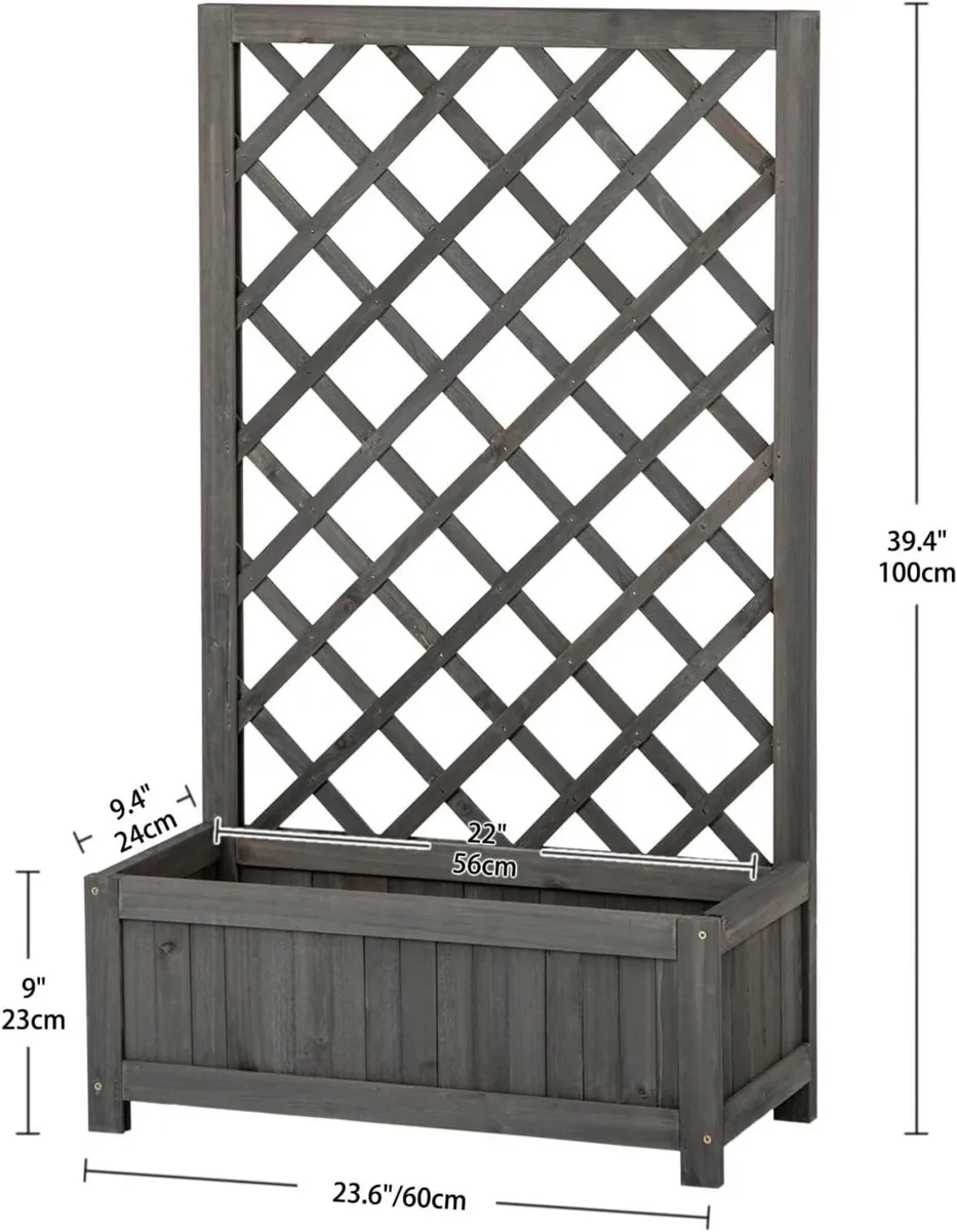 Wooden Planter with Trellis 40 Outdoor Box for - Image 3