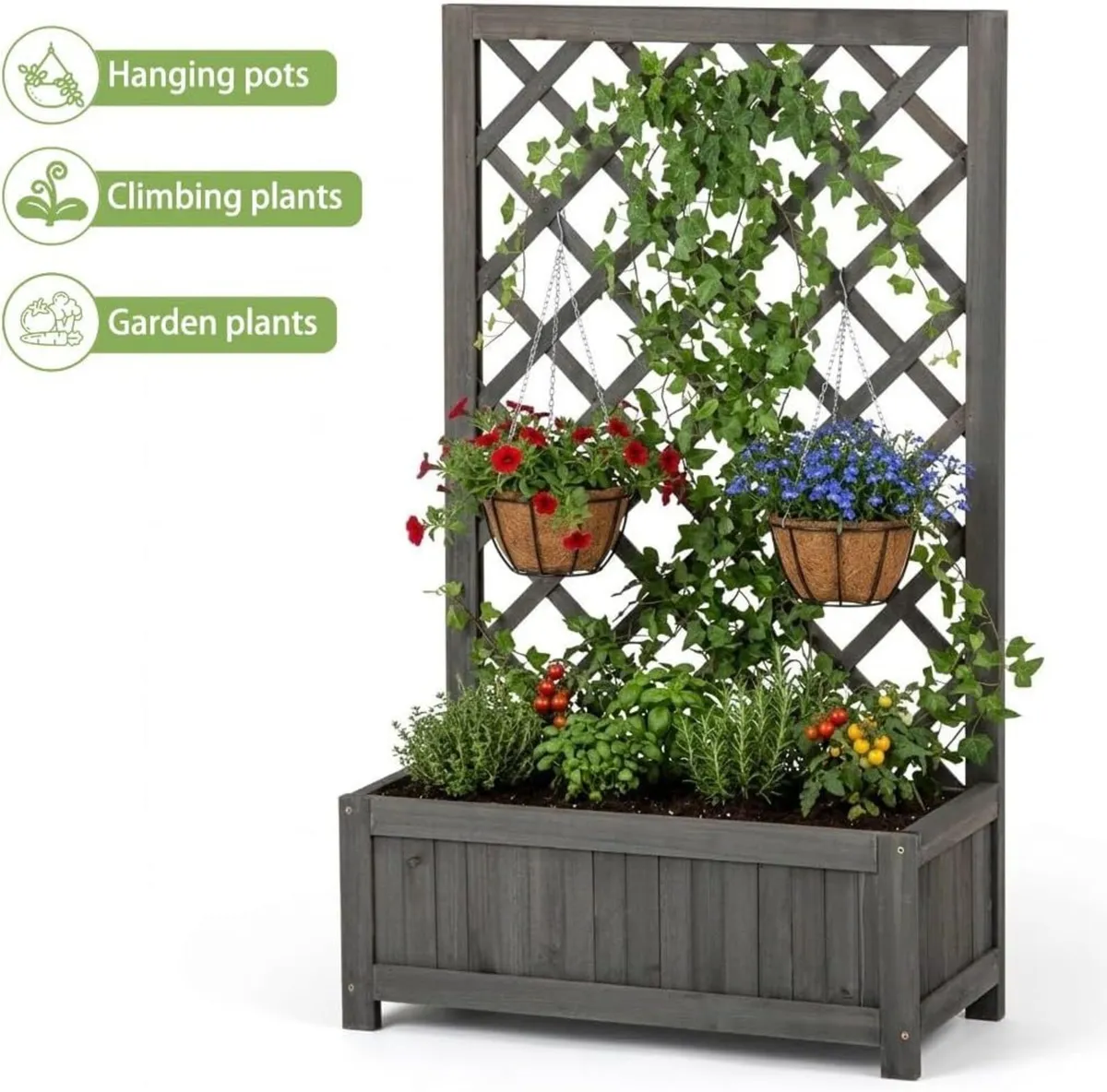 Wooden Planter with Trellis 40 Outdoor Box for - Image 4