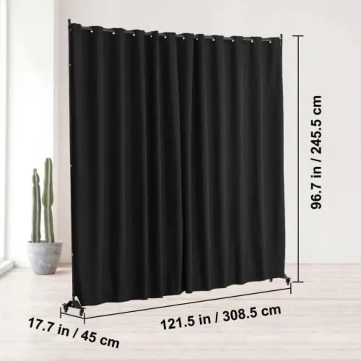 Room Divider, Portable Panel Room Divider with Whe - Image 3