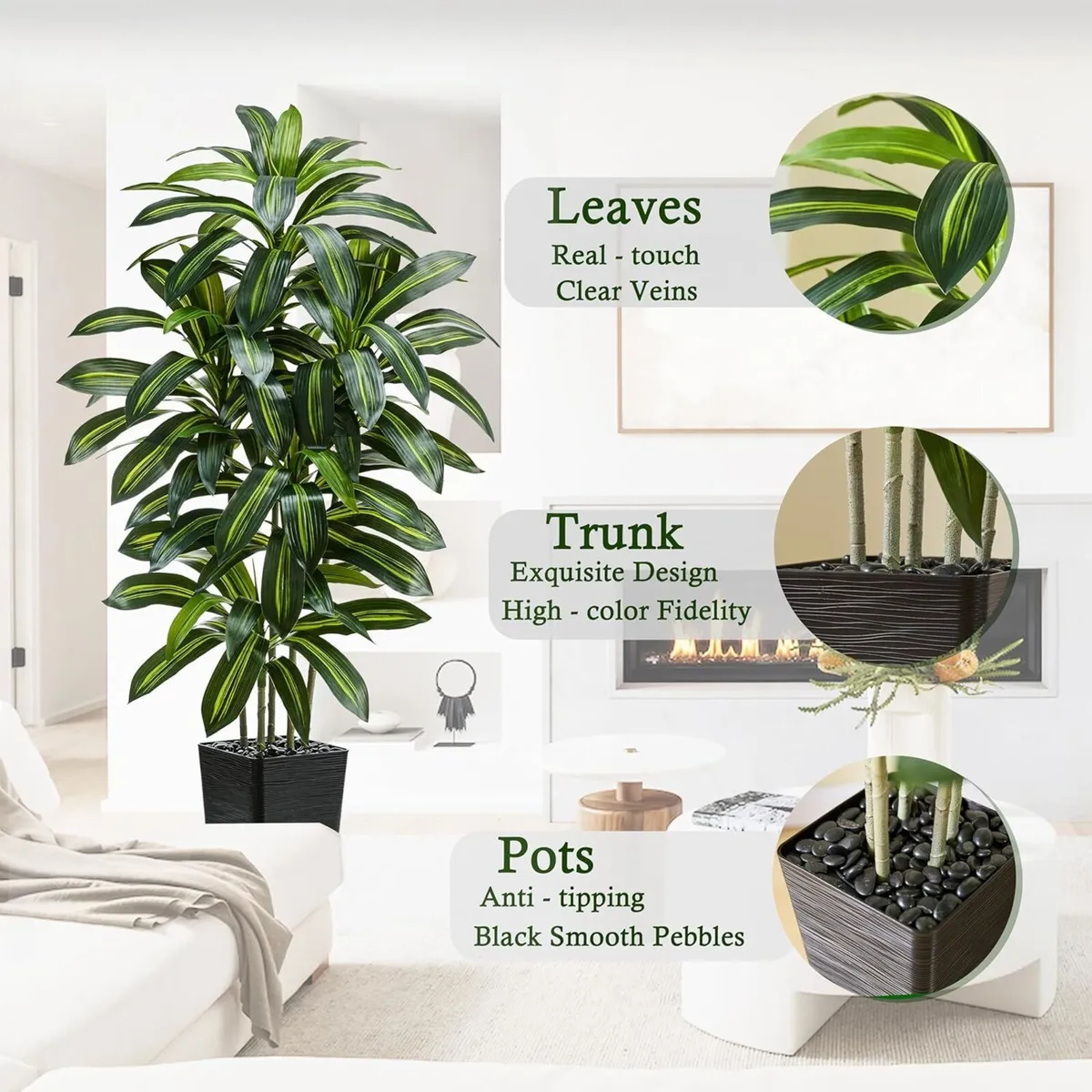 Artificial Plants Dracaena Tree 6FT Large Indoor - Image 4