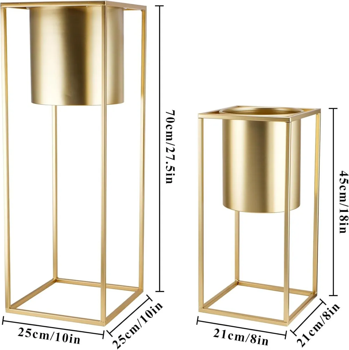 Set of 2 Morden Metal Craft Planters with Stand - Image 3