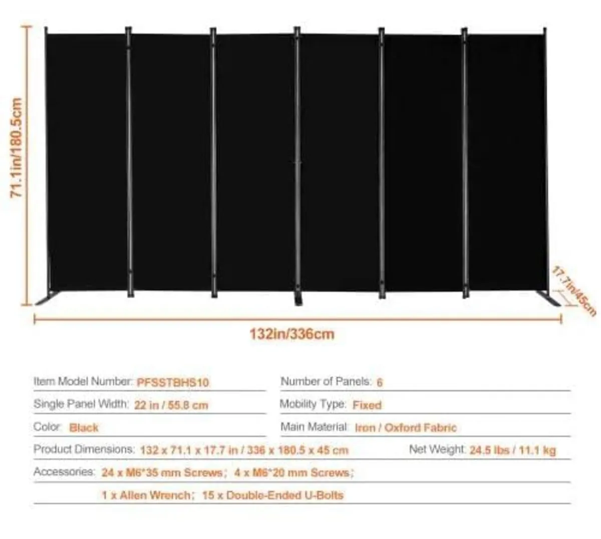 Room Divider, 6 Panels Room Divider, Folding Priva - Image 4
