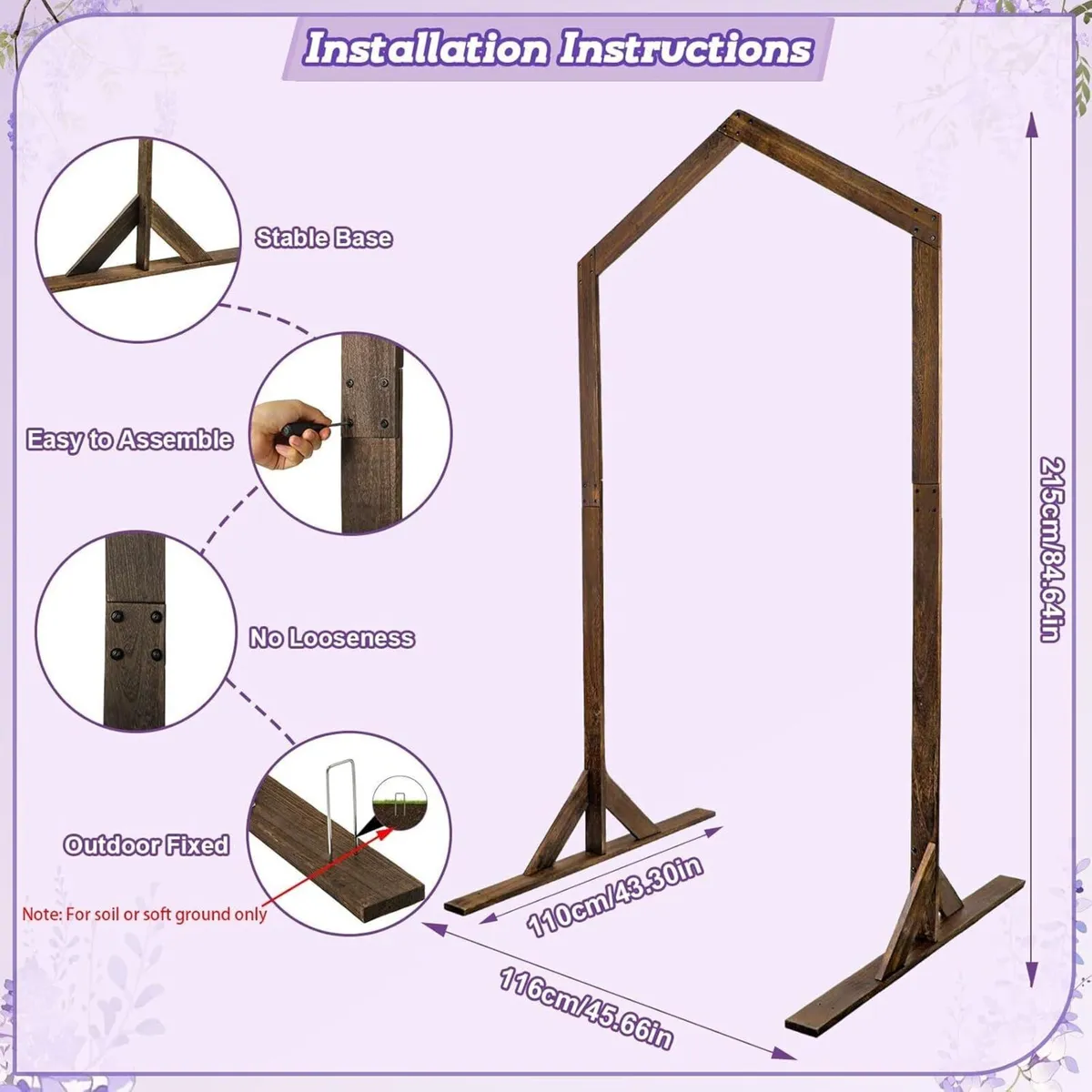 Wedding Arch 2.15M Wooden Backdrop Stand Retro - Image 3