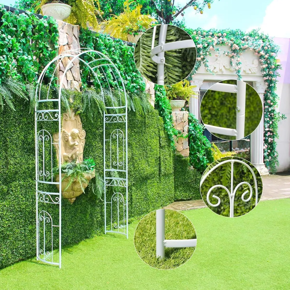 SCENDOR White Wedding Arch Arbour Curved Metal - Image 4