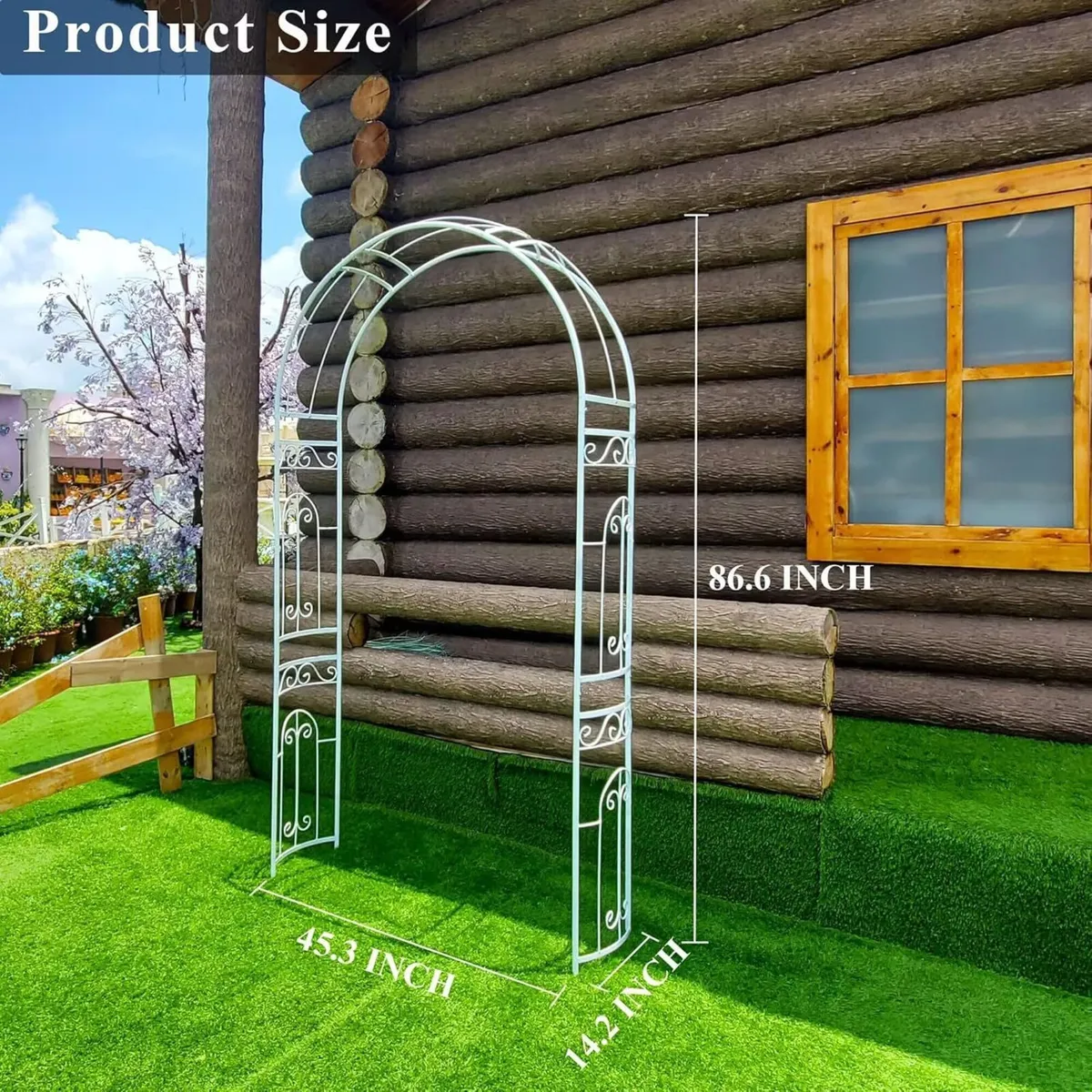 SCENDOR White Wedding Arch Arbour Curved Metal - Image 2