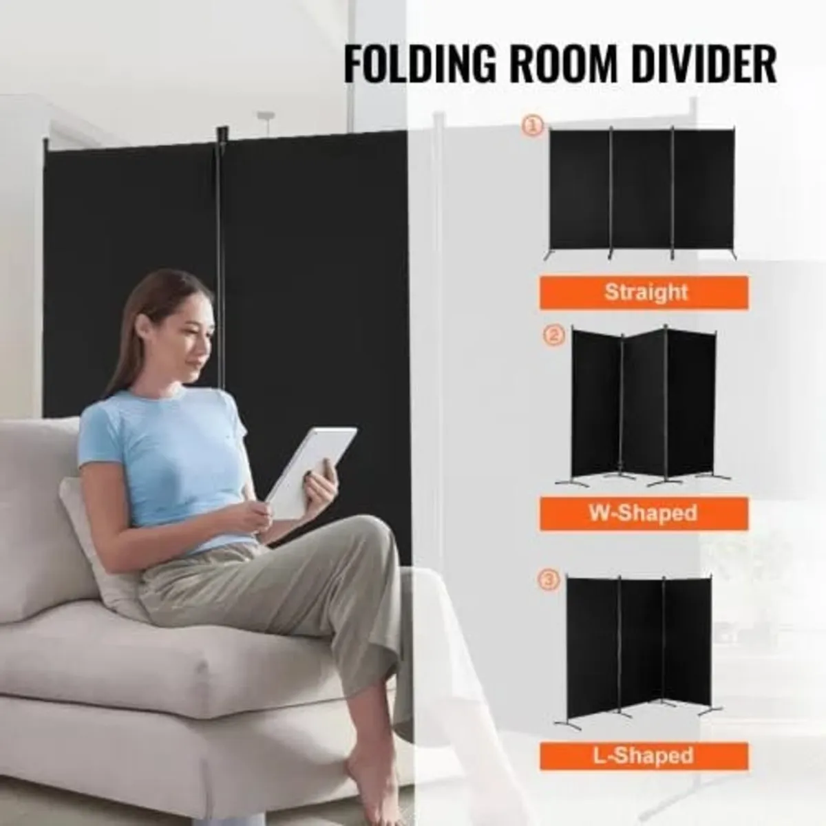 3 Panels Room Divider, Folding Privacy Screen and - Image 4