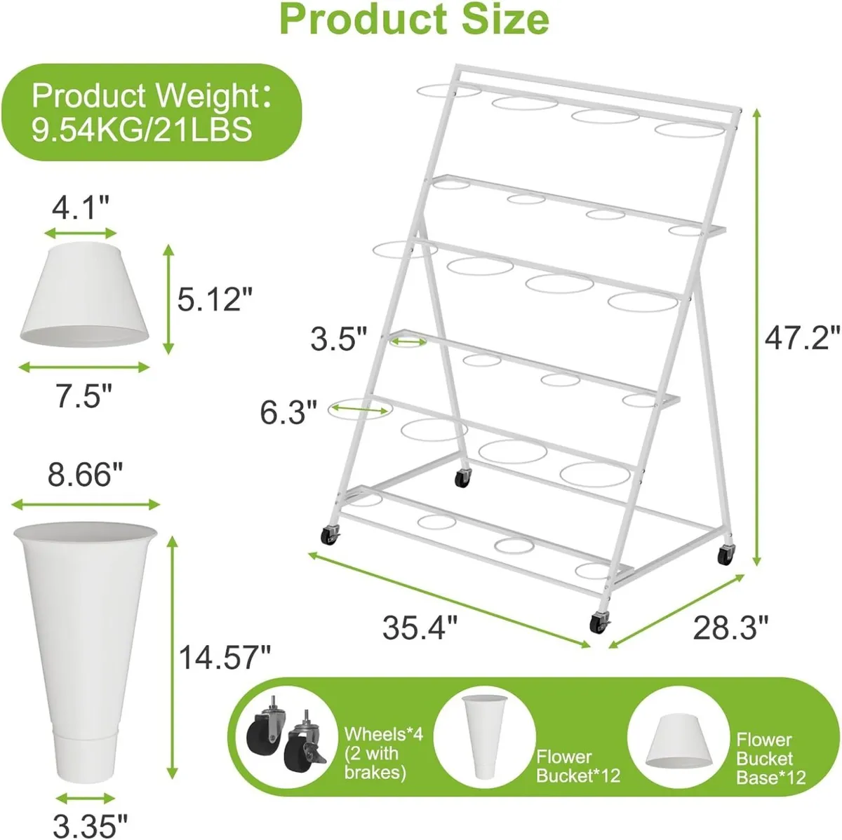 Flower Stand 3 Tier Display with 12 Buckets - Image 2