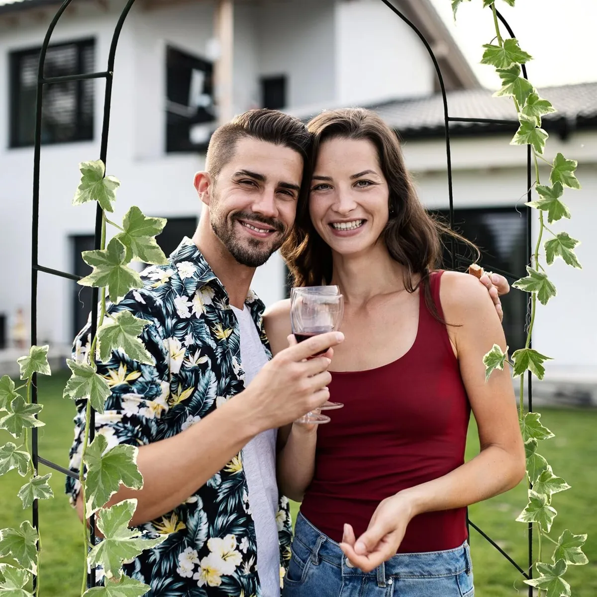 2x Metal Rose Arch Garden Arbour HxWxD: 240 x 140 - Image 4