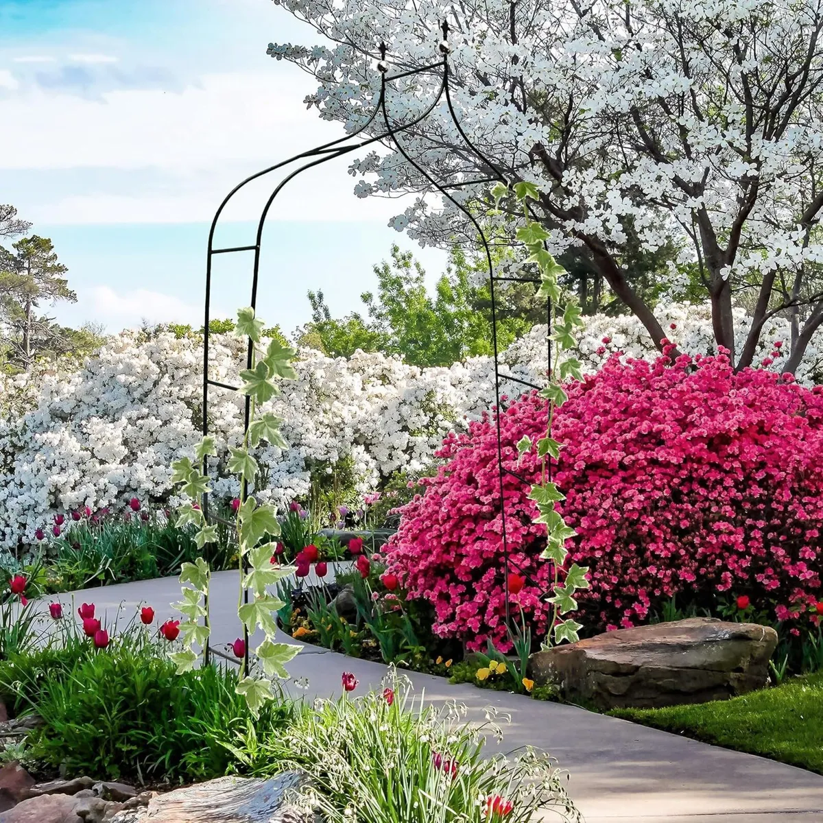 2x Metal Rose Arch Garden Arbour HxWxD: 240 x 140 - Image 2