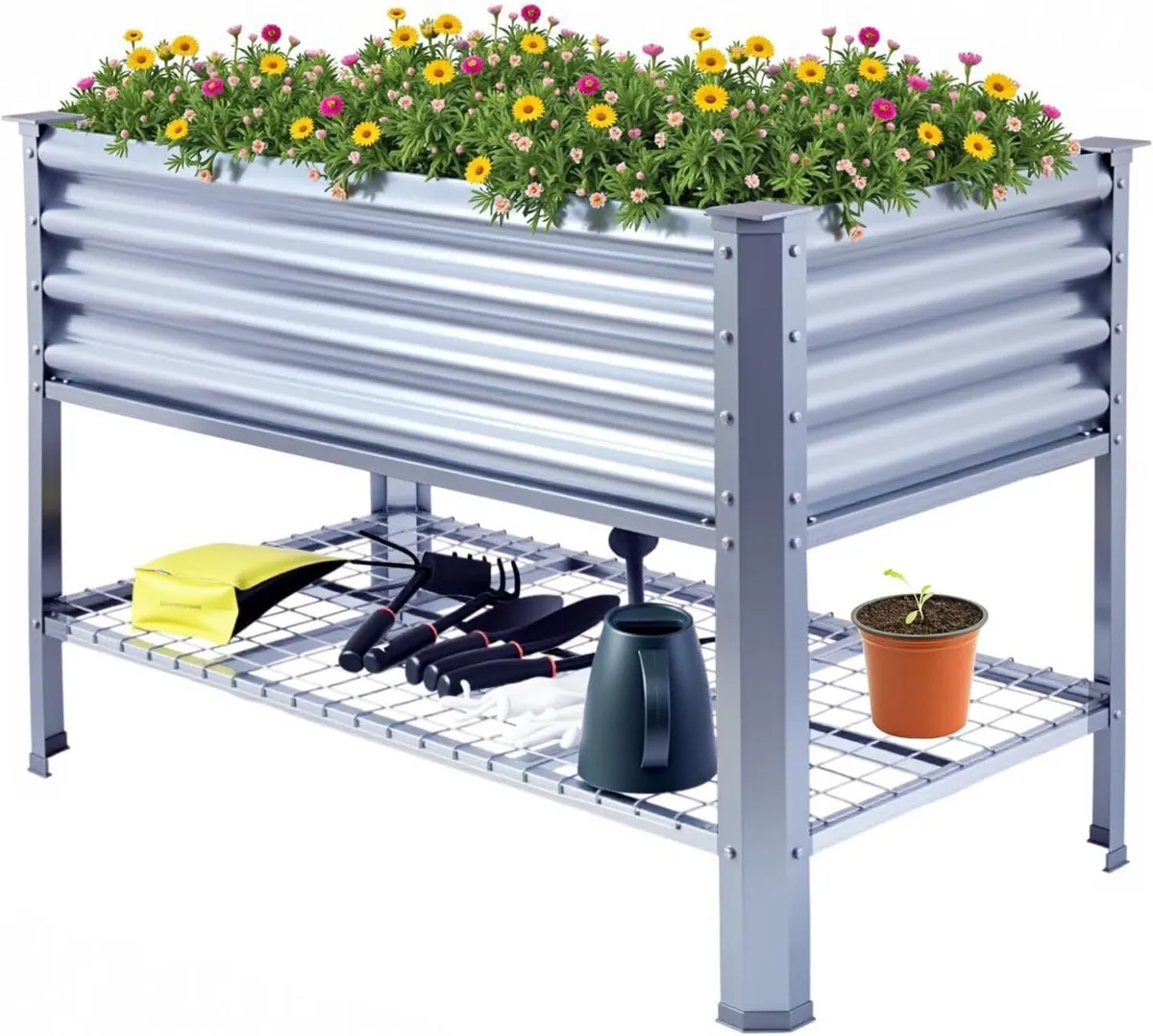 Raised Garden Bed with Legs Galvanized High Boxes - Image 1