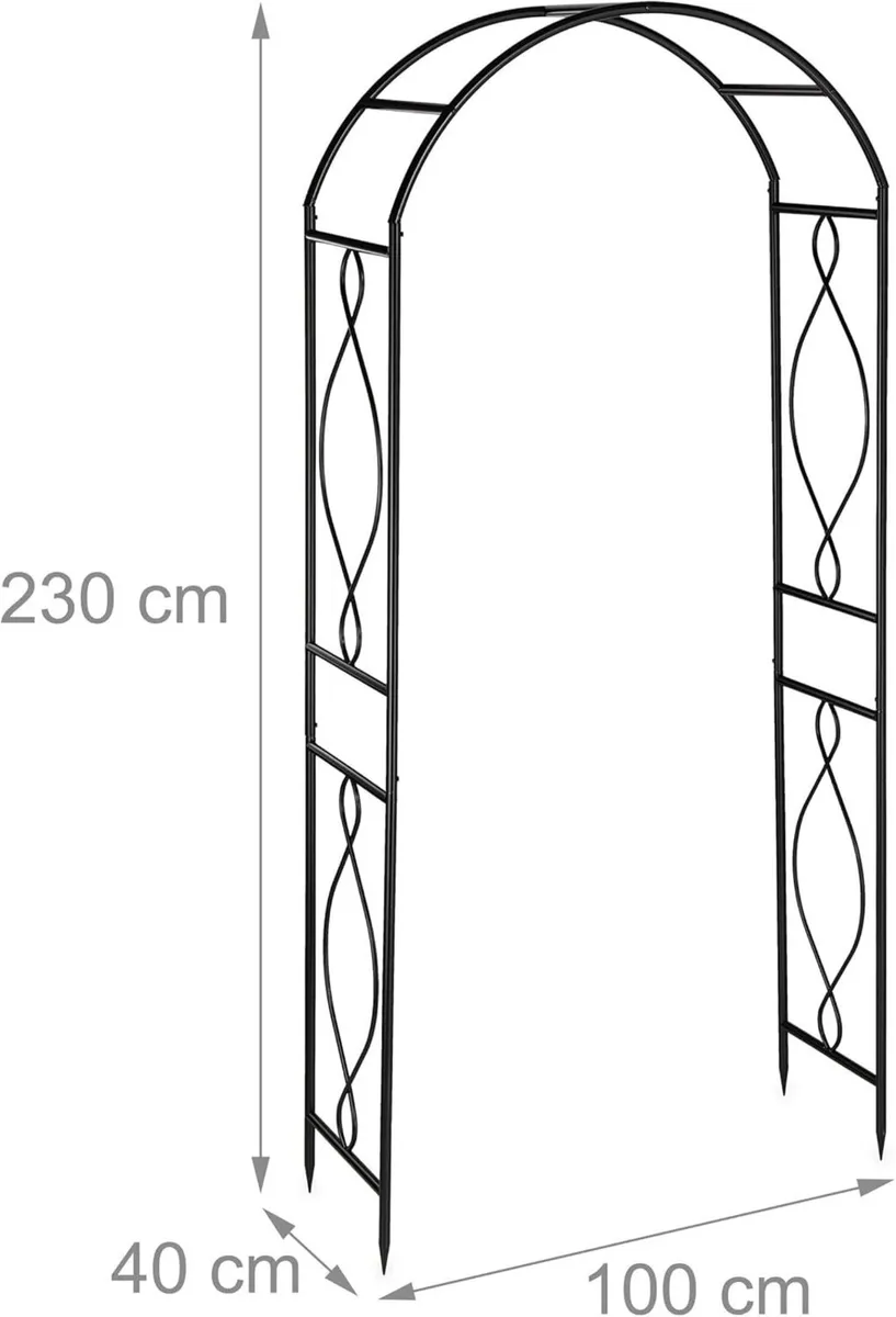 Metal Rose Arch Garden Arbour HxWxD: 230 x 100 40 - Image 3