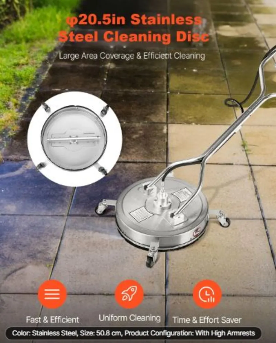 20" Pressure Washer Surface Cleaner, Stainless - Image 2