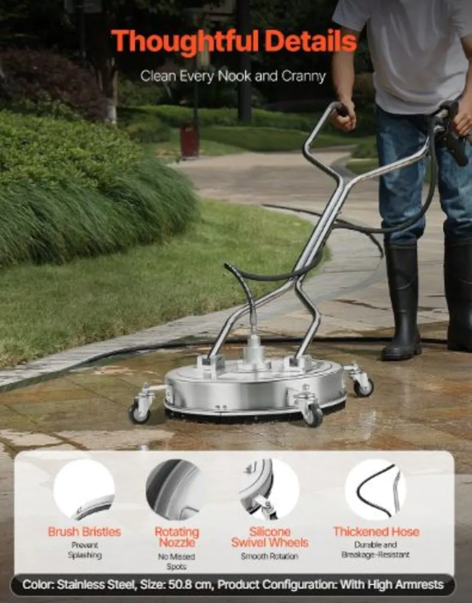 20" Pressure Washer Surface Cleaner, Stainless - Image 3