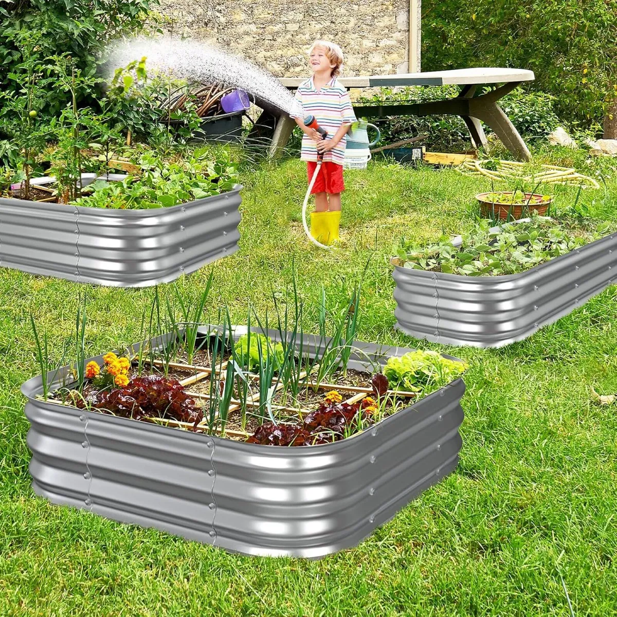 Galvanized Raised Garden Bed 23x23x11in Metal - Image 2