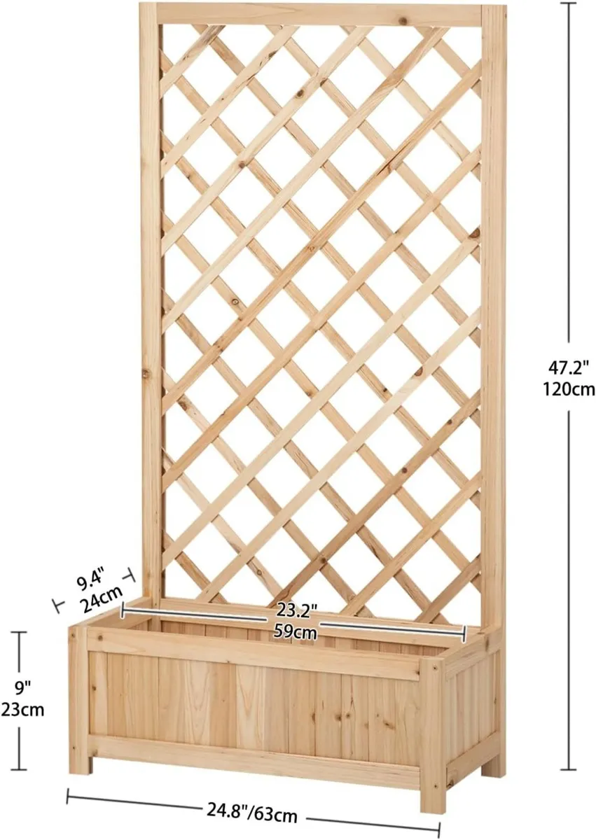 Wooden Planter with Trellis 47 Outdoor Box for - Image 3