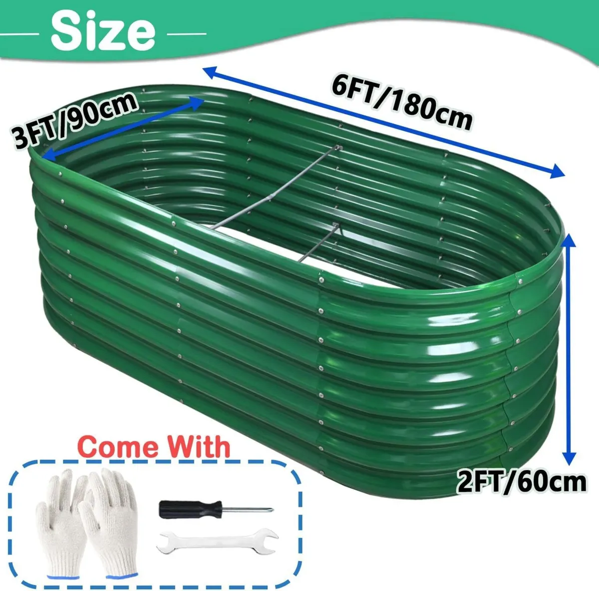 Raised Garden Bed 6x3x2 FT Galvanized Boxes - Image 3