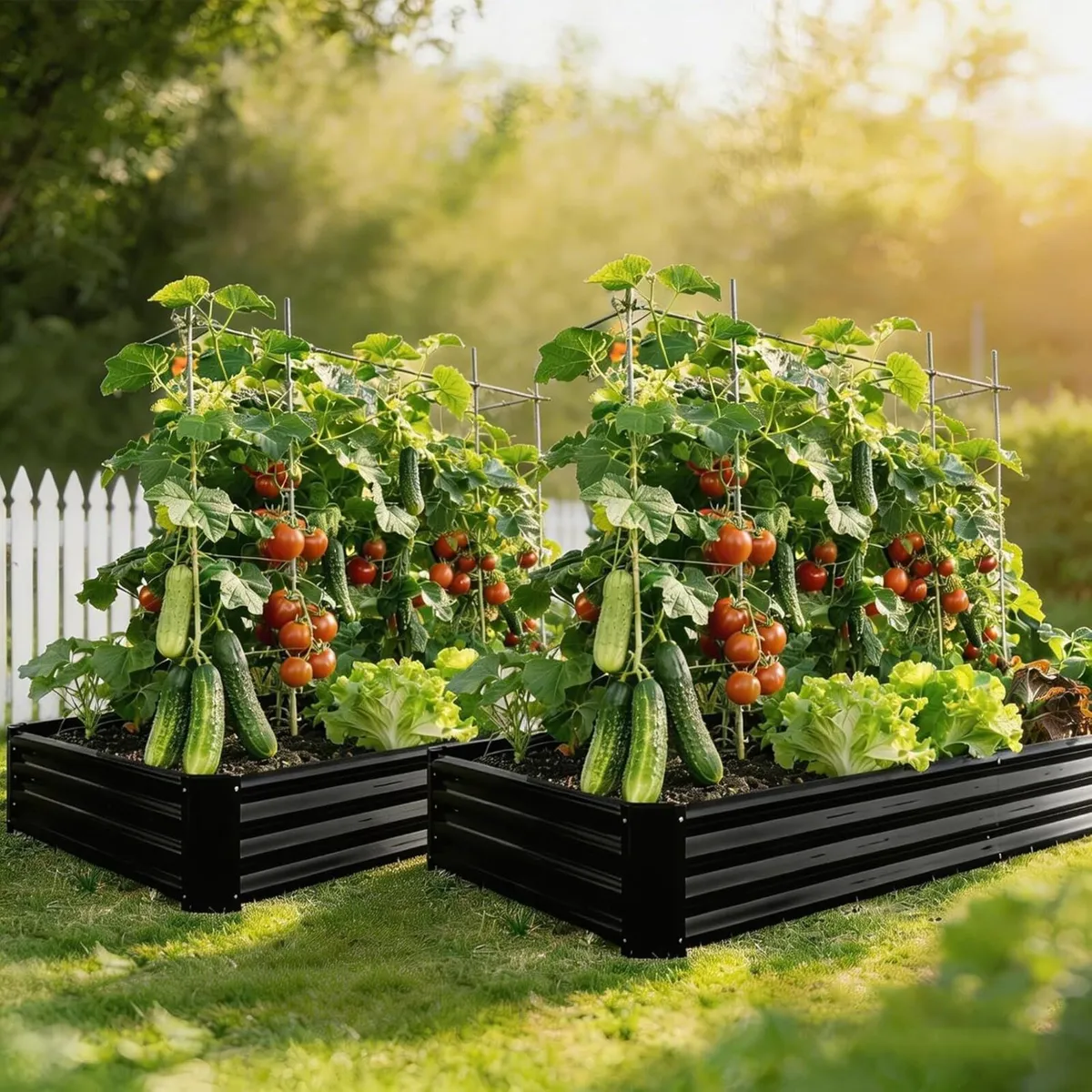 2PCS Metal Galvanized Raised Garden Bed Kit 6 x 3 - Image 1