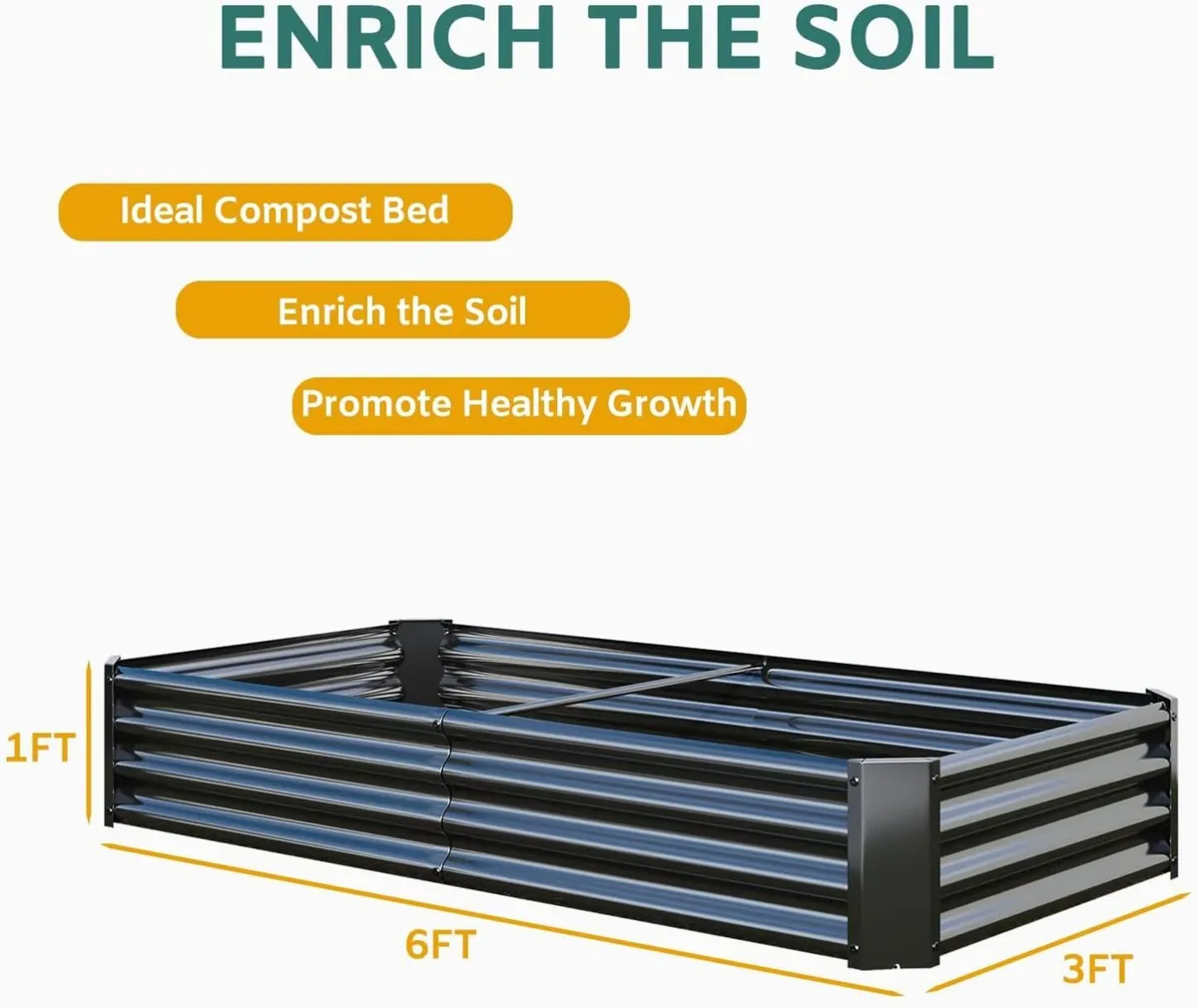 2PCS Metal Galvanized Raised Garden Bed Kit 6 x 3 - Image 2