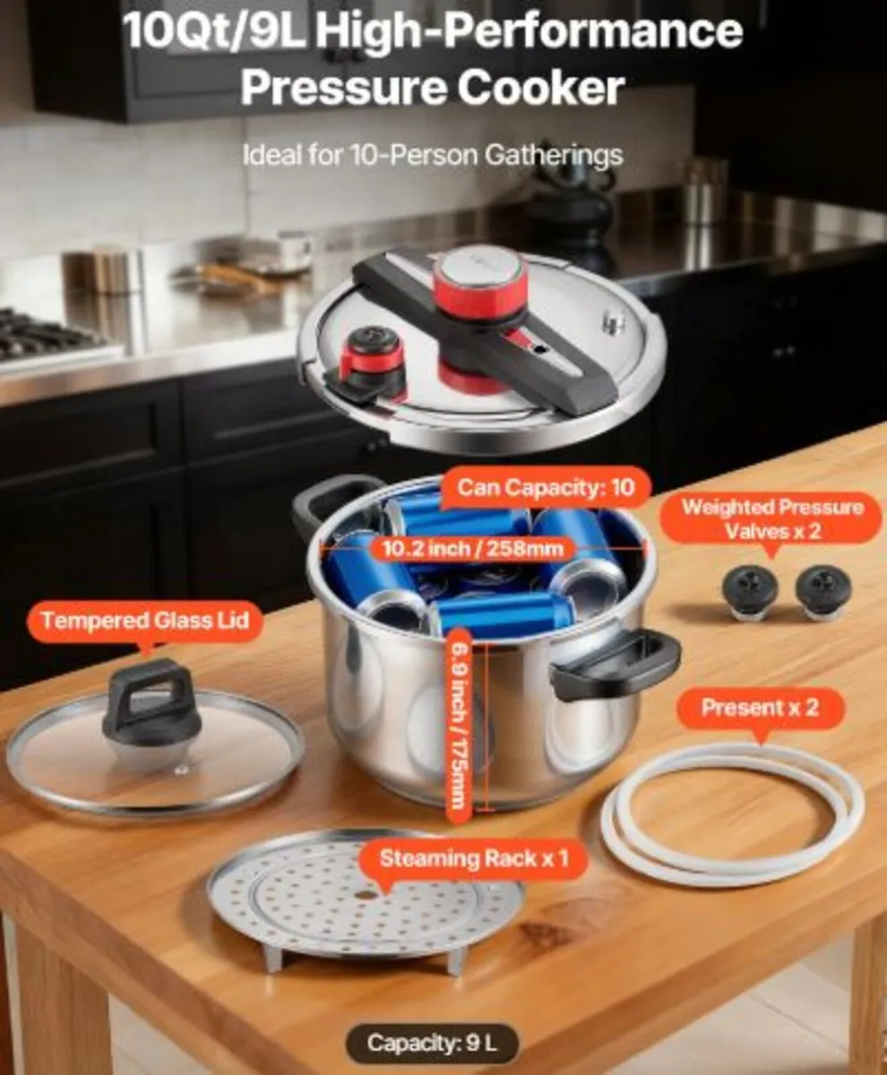 Pressure Cooker, 9L Pressure Cooker Stainless - Image 3