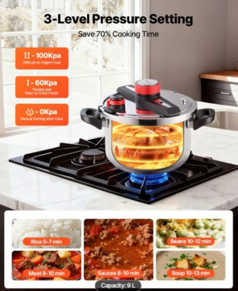 Pressure Cooker, 9L Pressure Cooker Stainless - Image 4