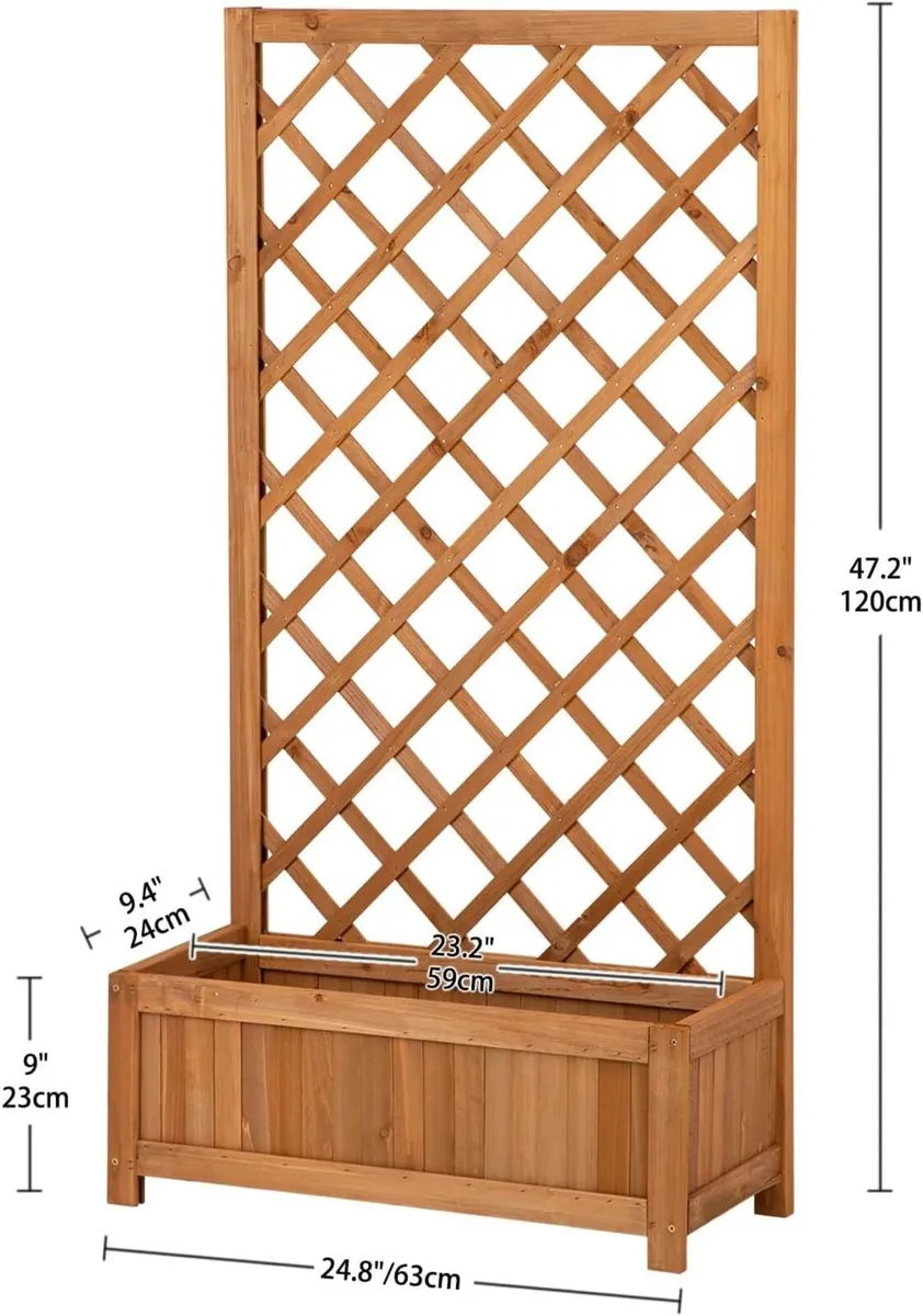 Wooden Planter with Trellis 47 Outdoor Box for - Image 3