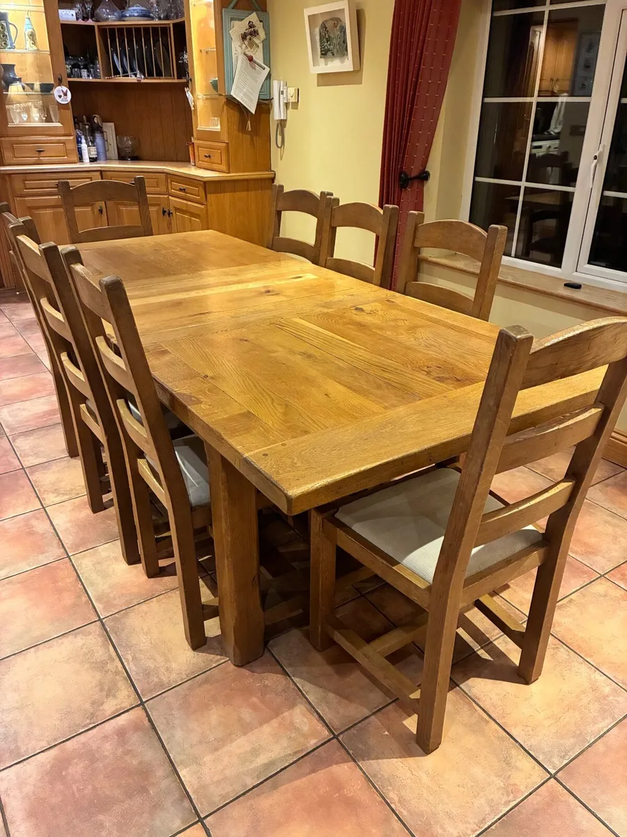 Solid Oak Table & Chairs - Image 2