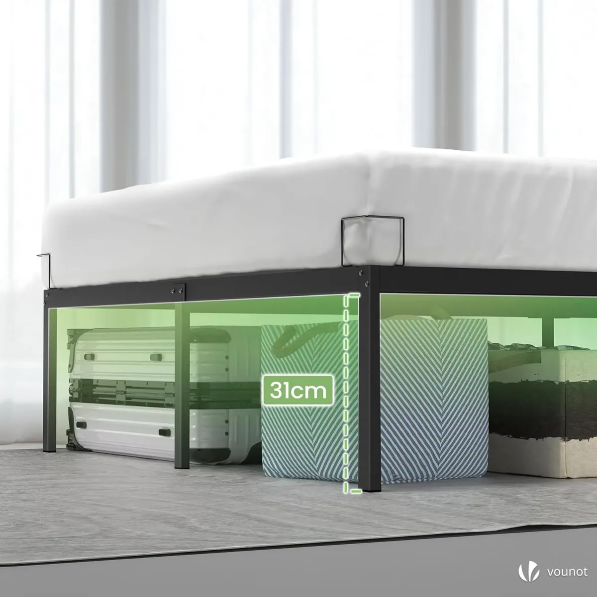 Large Double Bed Frame 160 x 200 cm - Sturdy - Image 4