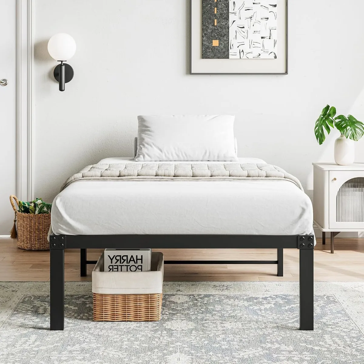 Metal Platform Bed Frame 90 x 200 cm Modern for - Image 1
