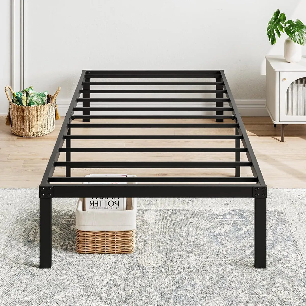 Metal Platform Bed Frame 90 x 200 cm Modern for - Image 4