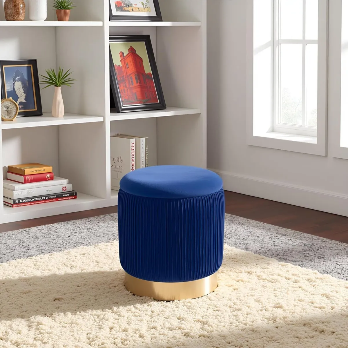 AllEquip Set of 2 Velvet Dressing Table Pouf - Image 3