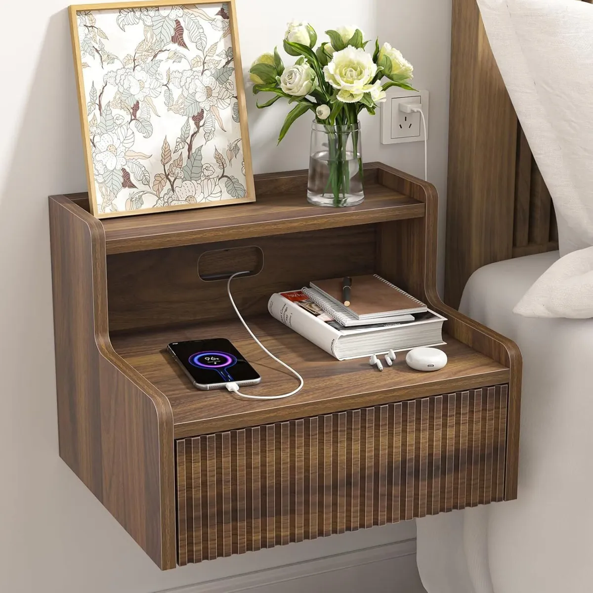 Floating Bedside Table Set of 2 Wall Mounted - Image 3