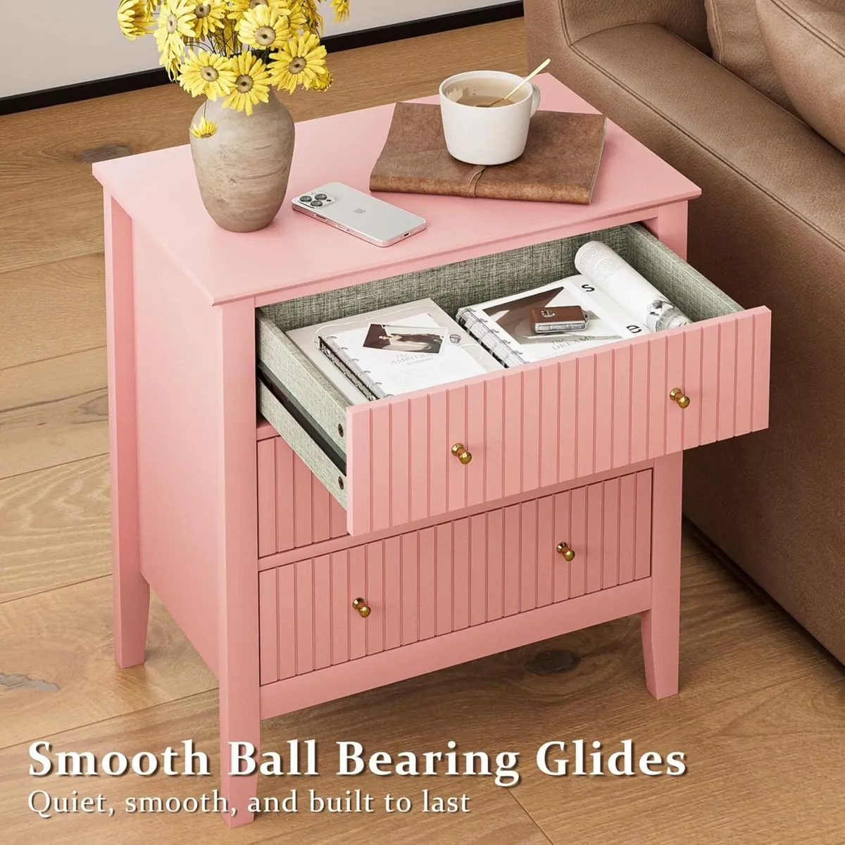 Large Bedside Table Bedroom 3 Drawer Chest of - Image 3