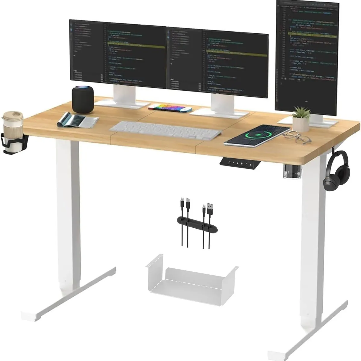QS1+140 x 60 Electric Standing Desk Height - Image 1