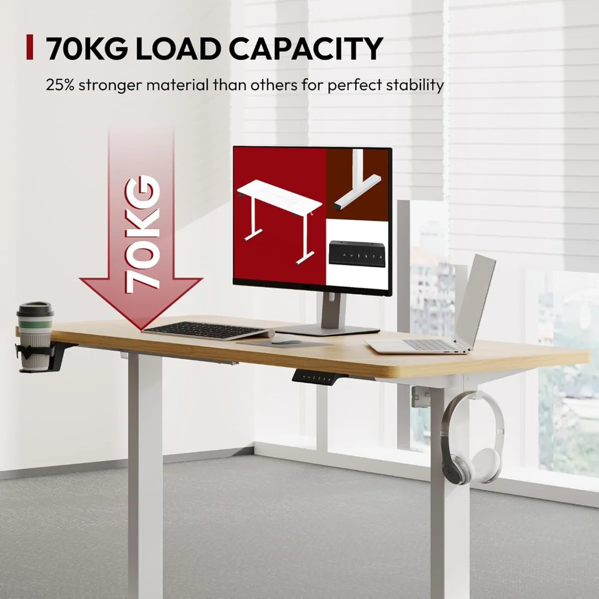 QS1+140 x 60 Electric Standing Desk Height - Image 4