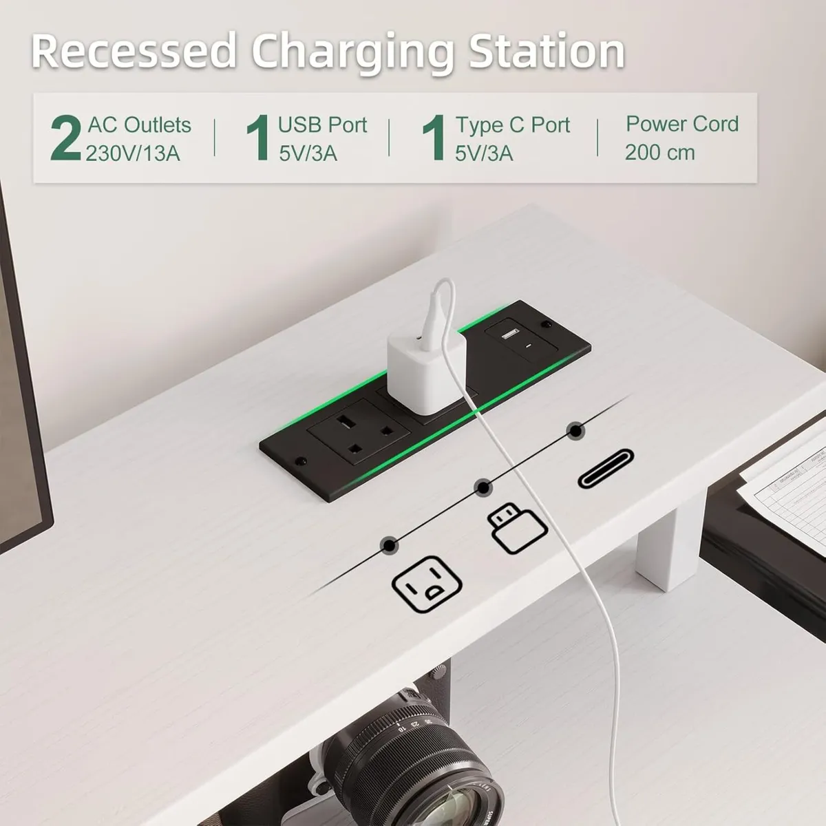 120CM Computer Desk with 4 Fabric Drawers Gaming - Image 4