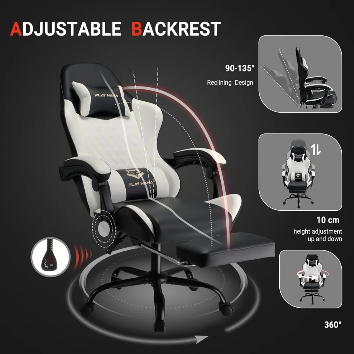 Gaming Chair Ergonomic Reclining Seat With - Image 4