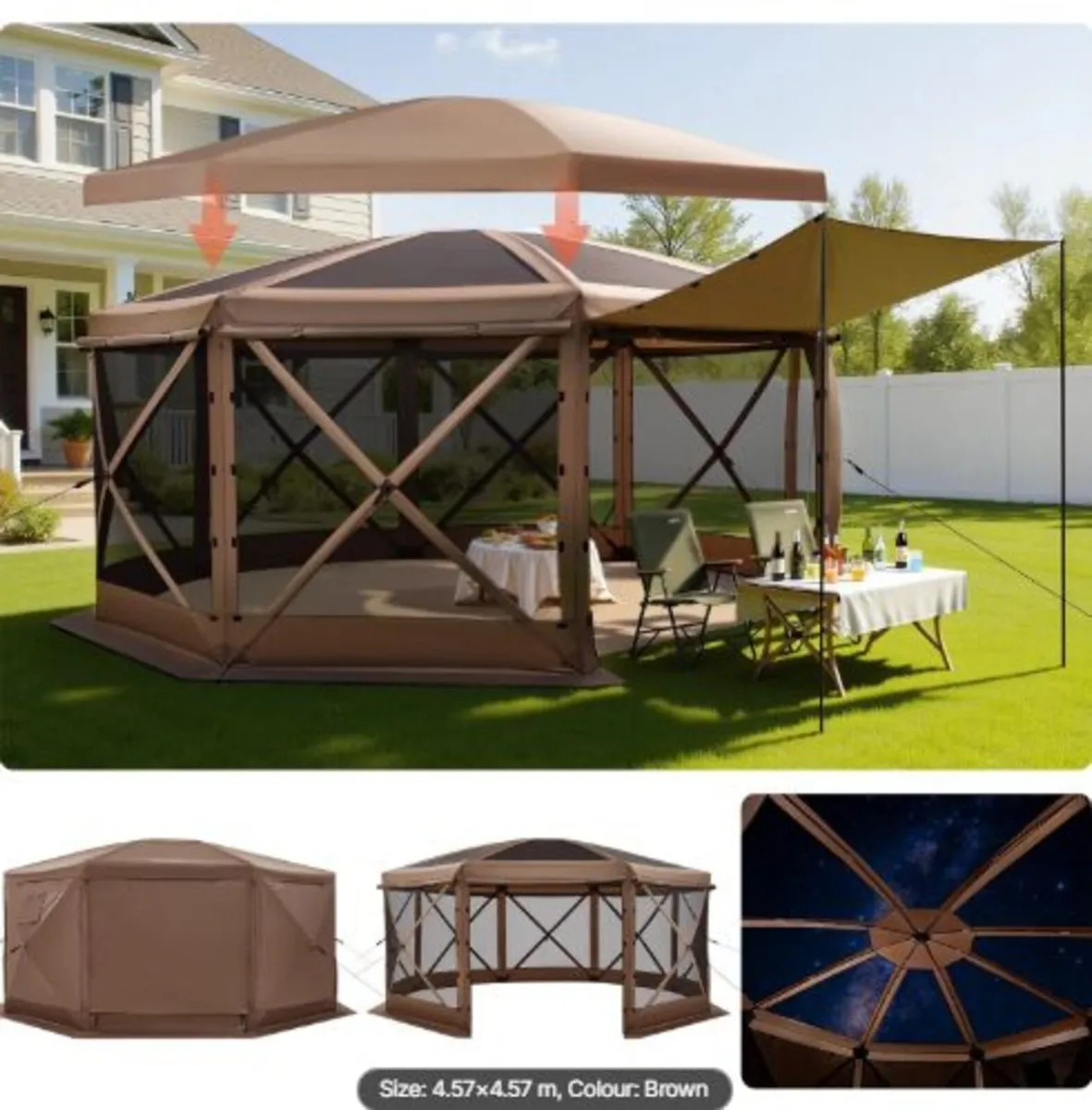Pop up Gazebo Screen Tent,4.57x4.57 m Large 8-Side - Image 1