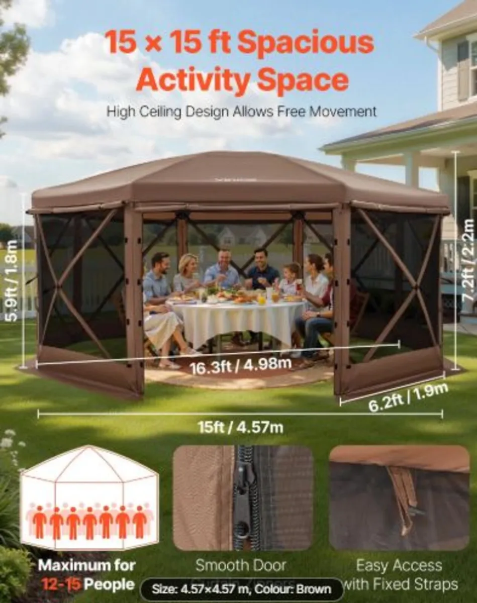 Pop up Gazebo Screen Tent,4.57x4.57 m Large 8-Side - Image 2