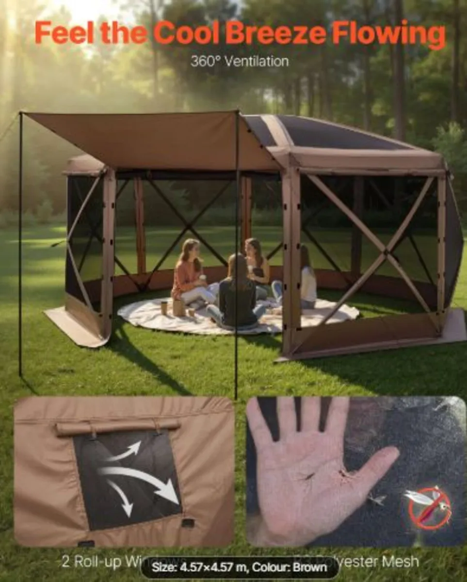 Pop up Gazebo Screen Tent,4.57x4.57 m Large 8-Side - Image 4