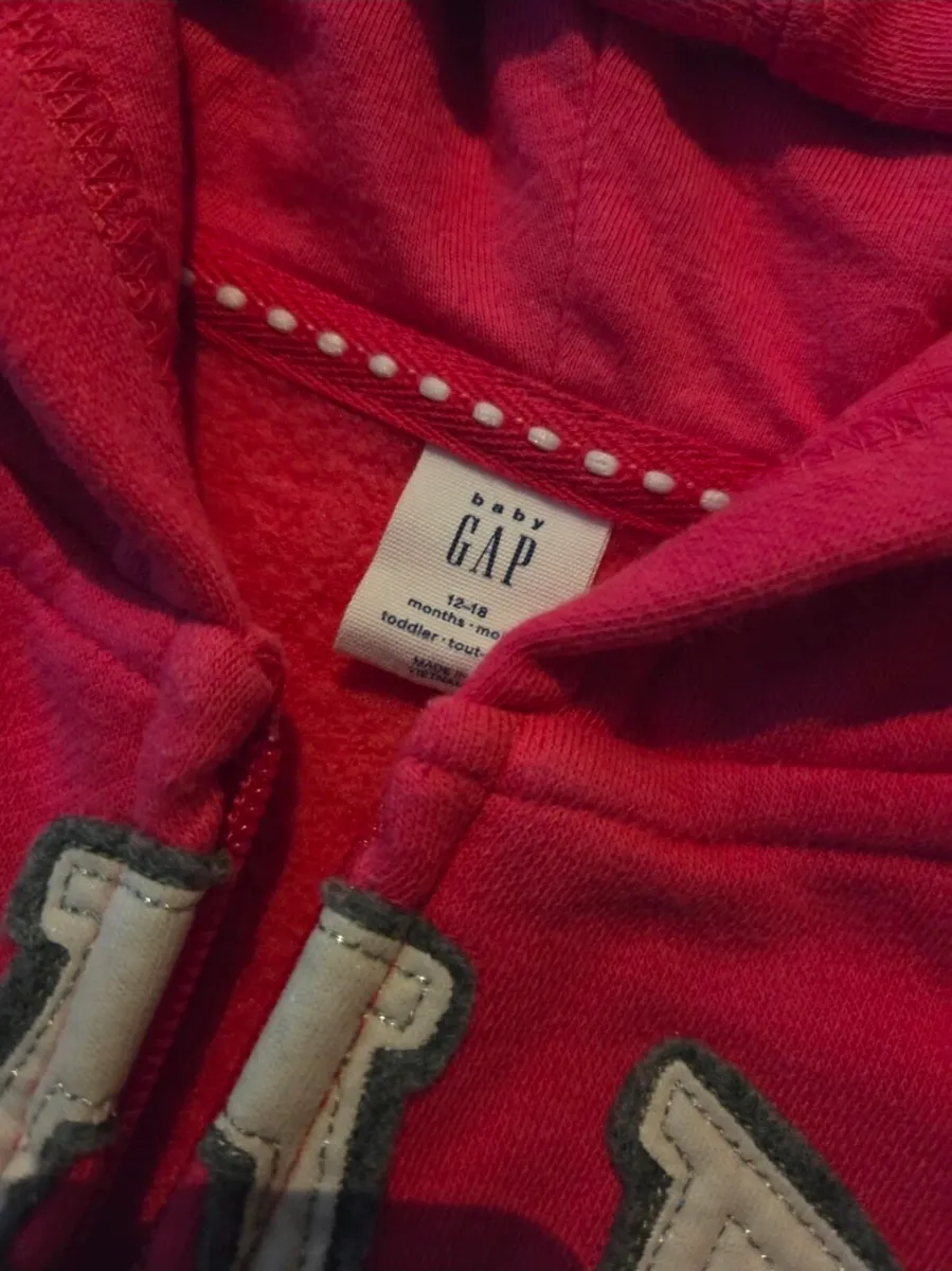 12-18m, Baby Gap Pink Zip Up Toddler Hoodie - Image 4