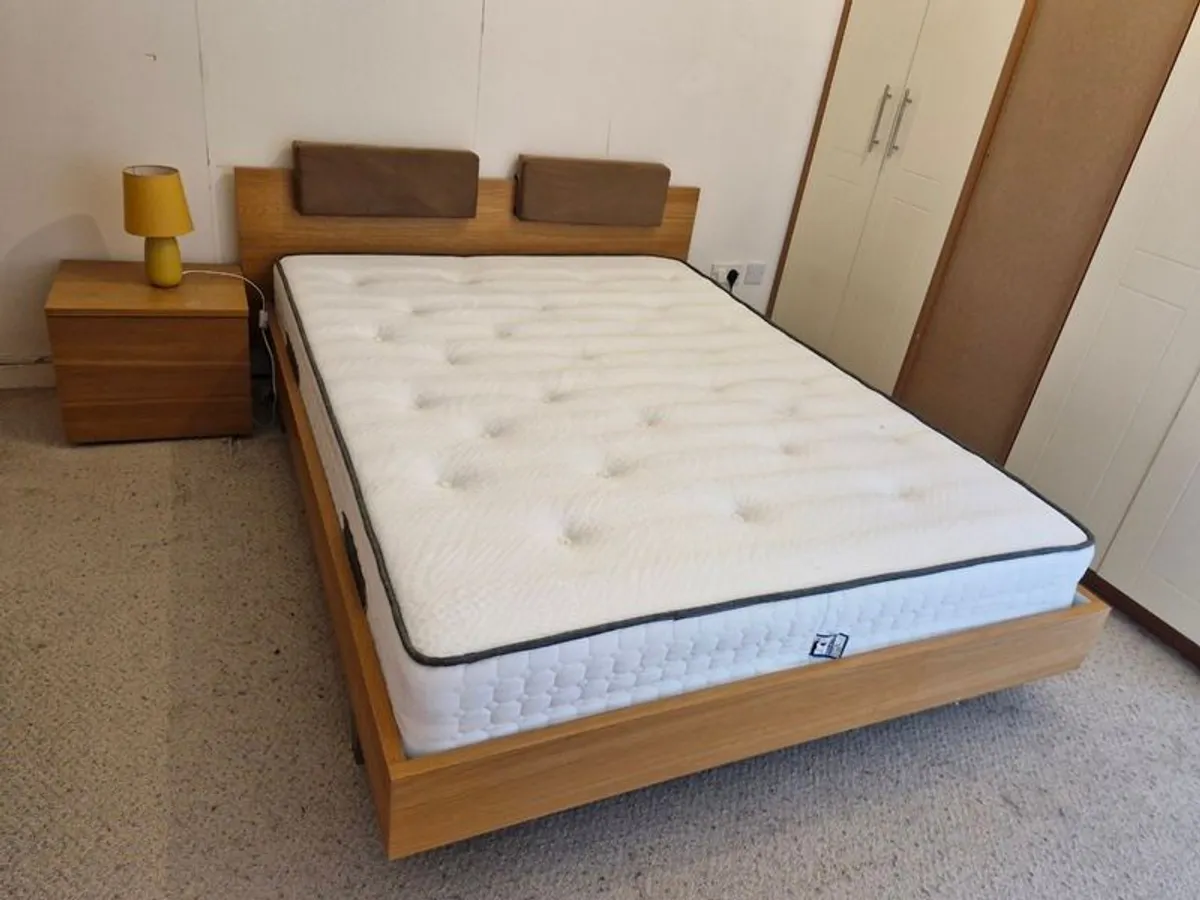 Elegant King Size Bed with matching side locker and mattress - Image 1