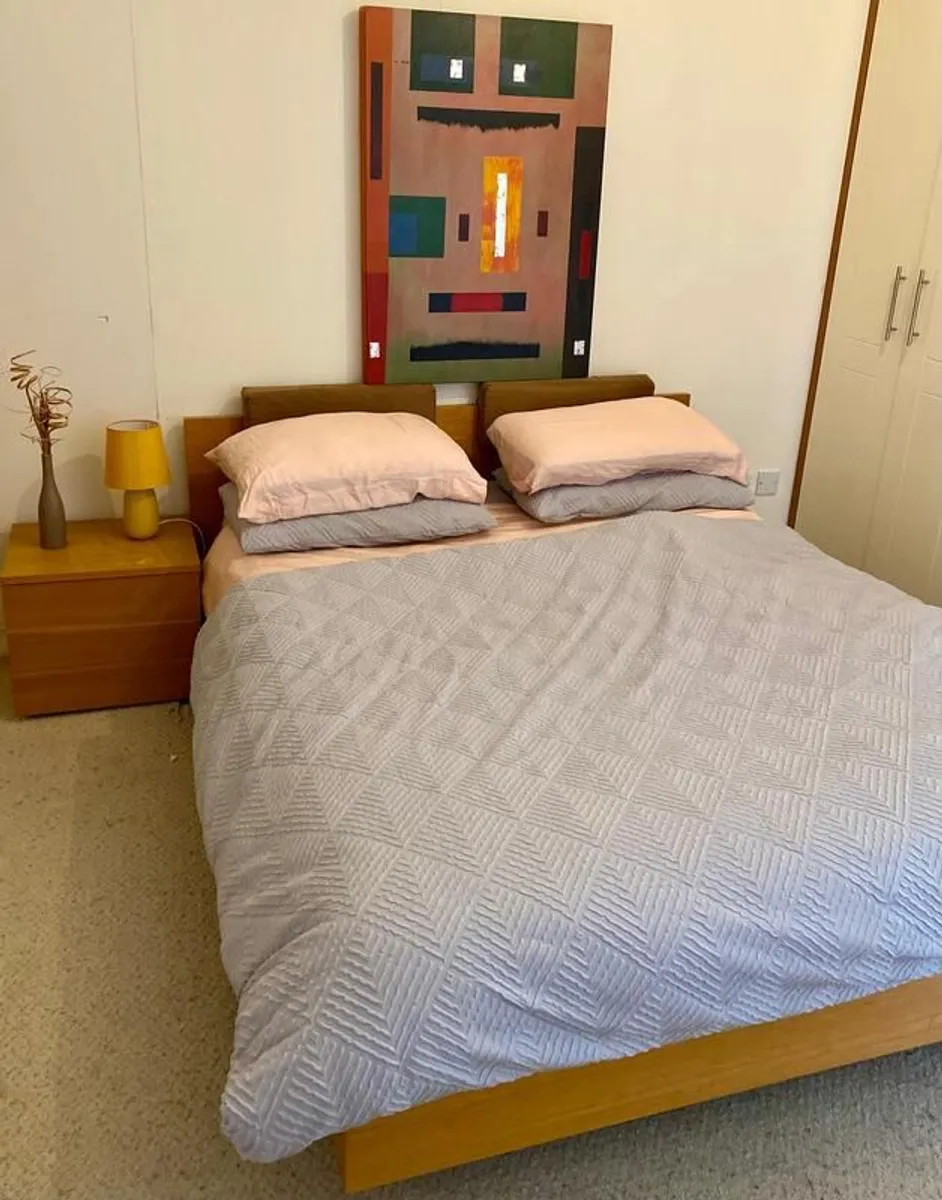 Elegant King Size Bed with matching side locker and mattress - Image 2