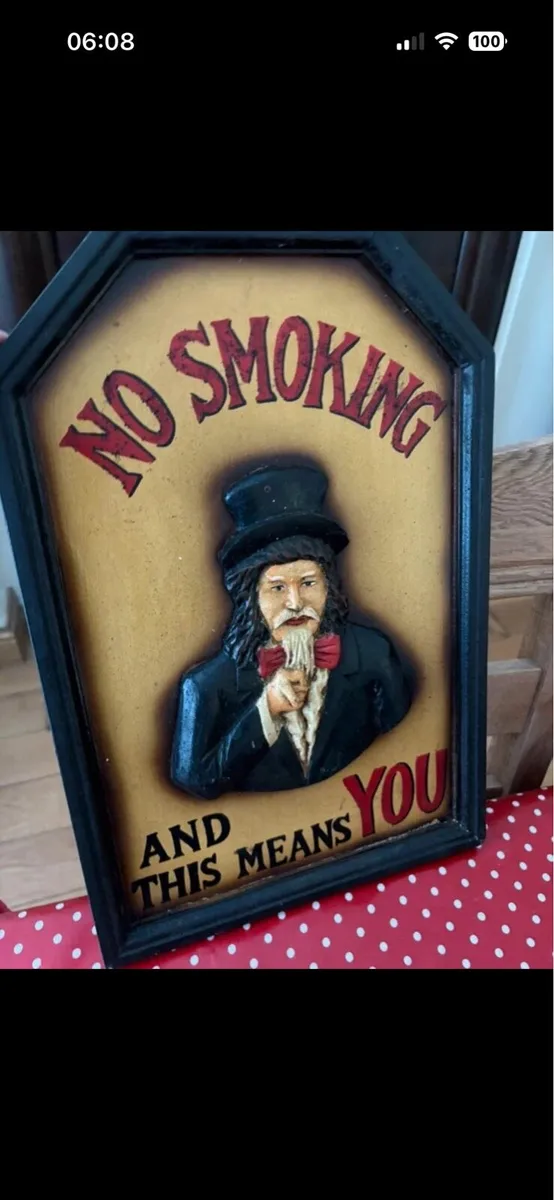 No smoking large vintage sign - Image 1
