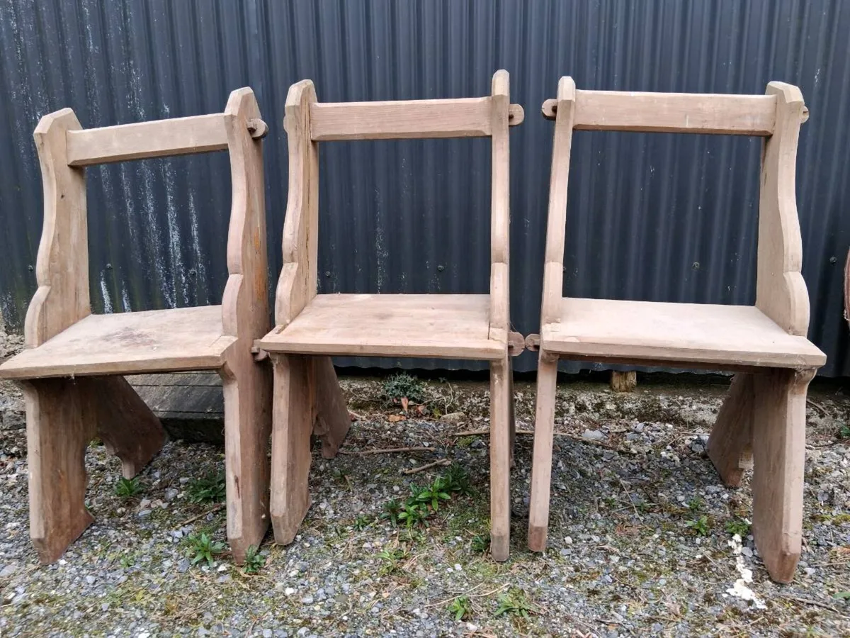 Antique pine church chairs - Image 1