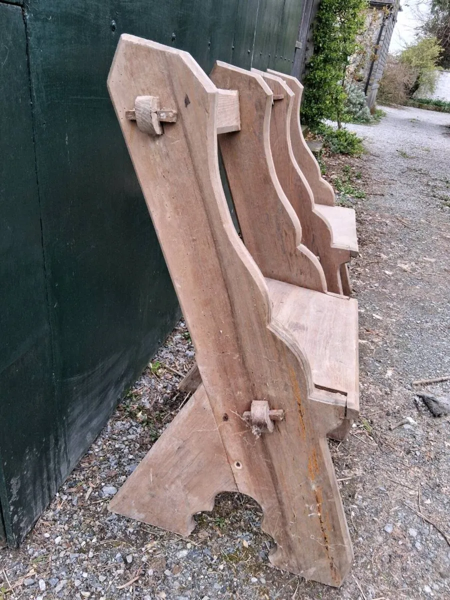 Antique pine church chairs - Image 3