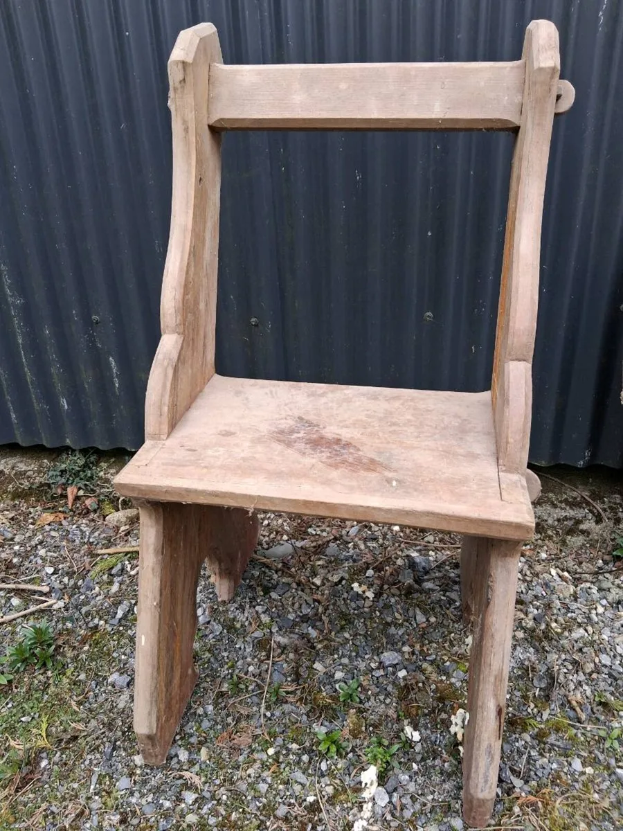 Antique pine church chairs - Image 4