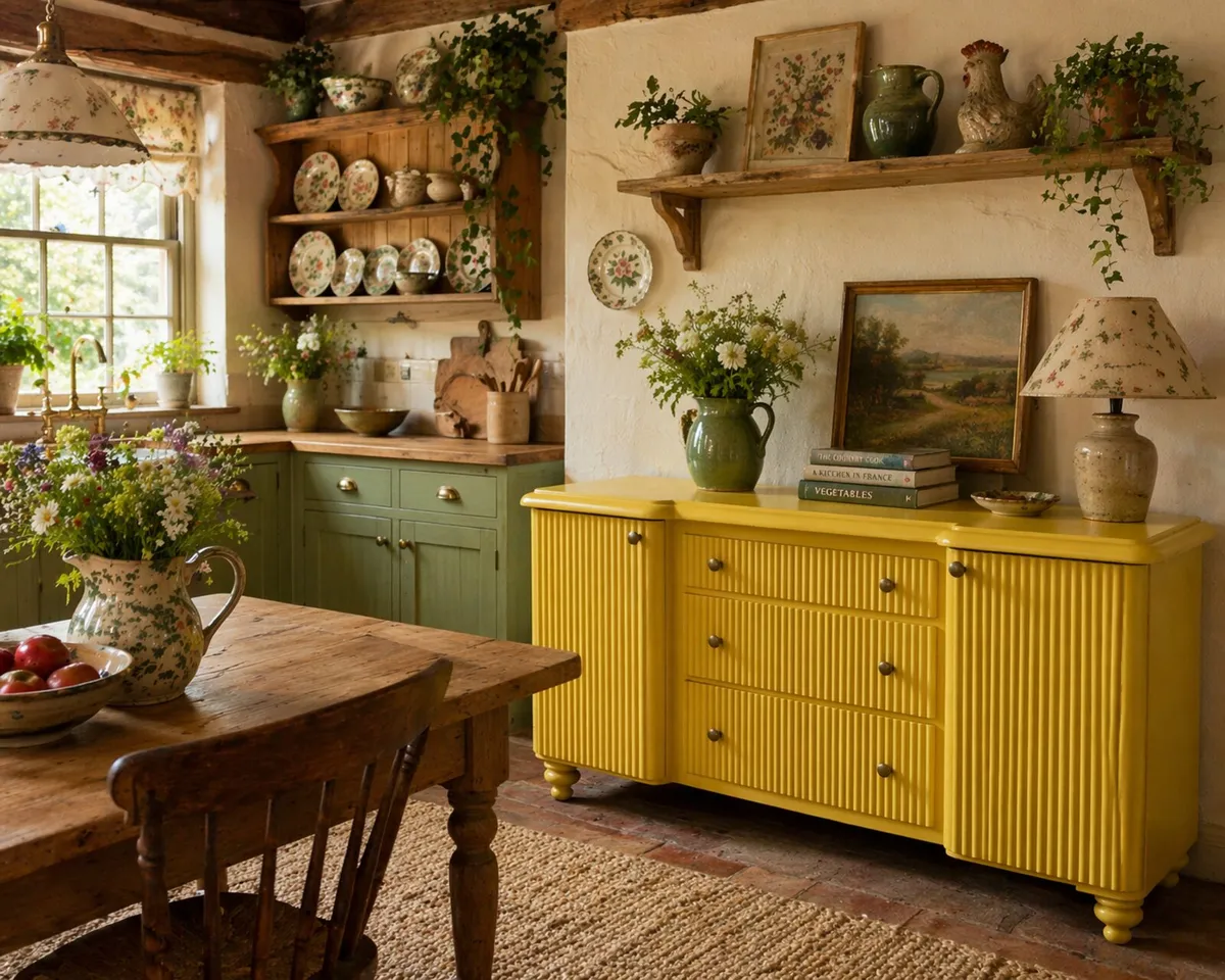 Restored antique yellow sideboard - Image 1