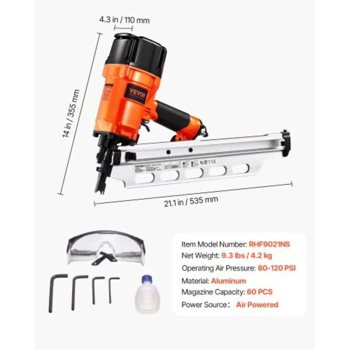 Framing Nailer, 50 to 90 mm 21 Degree Full Round H - Image 2