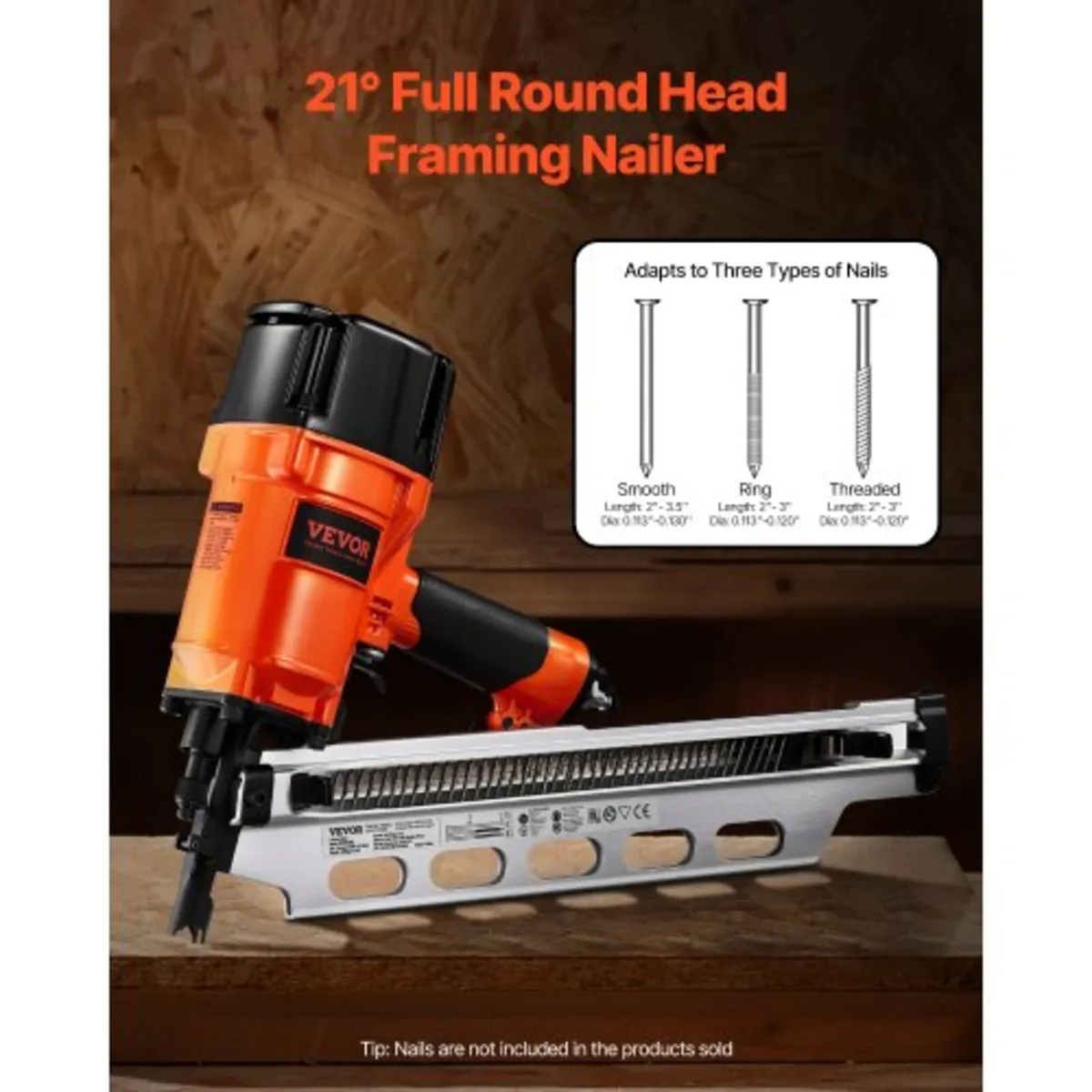 Framing Nailer, 50 to 90 mm 21 Degree Full Round H - Image 3