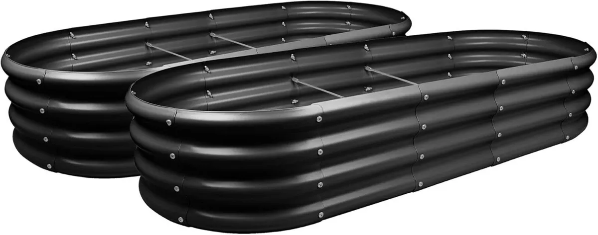 Raised Garden Bed - Anthracite 180 x 90cm Rounded - Image 1